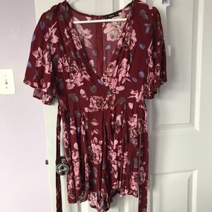 Floral red romper